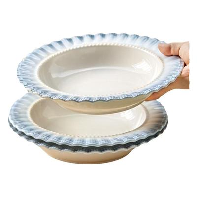 陶瓷盘子家用菜盘法式草帽盘深盘