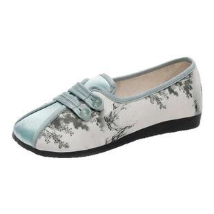 春夏新品印花鞋子老北京布鞋绣花鞋平底民族风女鞋汉服鞋传妈妈鞋