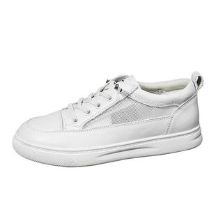 头层牛皮网面小白鞋女夏镂空透气单鞋2026年新款百搭休闲平底板鞋