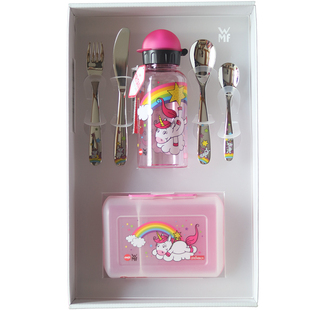 德国WMF福腾宝儿童西餐具餐刀叉勺4件套+便携饭盒水杯18-10不锈钢