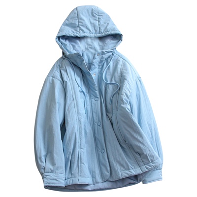 纯色宽松显瘦连帽长袖外套女棉衣