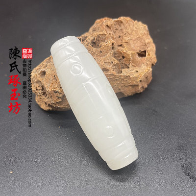 白玉天珠玉吊坠颈饰挂机DIY手工配饰配件桶珠玉佩鼓型珠玉挂饰玉