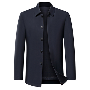 老爷车新款男士春秋季羊毛桑蚕丝夹克商务休闲行政中老年翻领外套