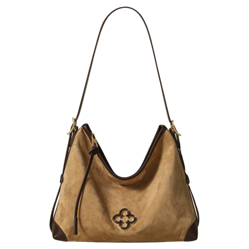 CASSILE卡思乐松涛女包复古大容量绒面牛皮单肩包hobo斜挎托特包