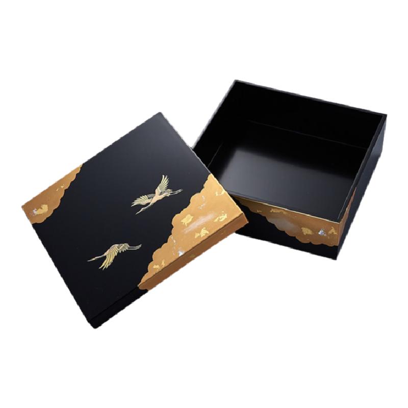 进口山中漆器金箔祥鹤日式收纳盒