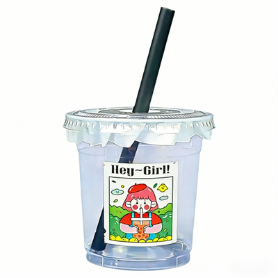 一次性带盖加厚外带塑料奶茶杯