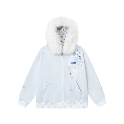 EUEH雪花刺绣毛领新款女外套