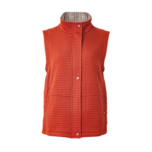 贝特如秋冬中老年女装橙红保暖无袖坎肩马甲简约优雅大气妈妈装ES