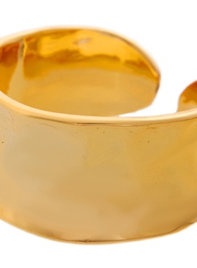 摩登博物馆铜镀18k金戒指明星张瑶推荐款原创设计开口肌理食指戒