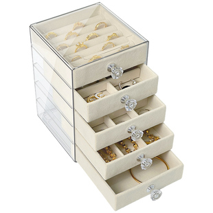 首饰收纳盒高档精致项链耳环耳饰透明防氧化大容量新款手饰品盒子