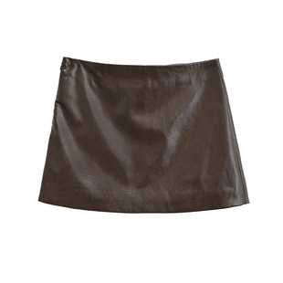 酷辣风PU皮半身裙女黑色短裙A字包臀防走光低腰迷你裙百搭女裙子