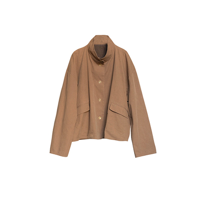 大拙不费力穿搭洒脱且慵懒斜纹棉双层单排扣宽松通勤外套241203