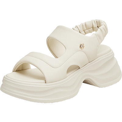 天美意新款商场同款蓬软运动时尚女一字带凉鞋CGT02BL5