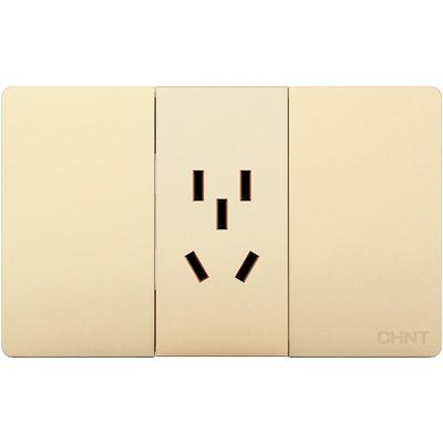 正泰118开关插座金墙面五孔二三