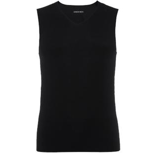 爱慕先生时尚简约男士纯色莫代尔V领背心式春夏上衣NS11F62