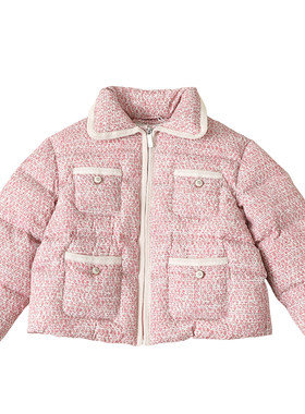 女童羽绒服短款2024冬季新款中大童装儿童羽绒服小香风外套23164