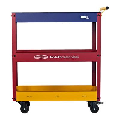 蒙德里安色系小推车洞洞板置物架