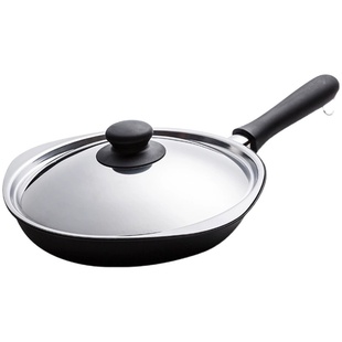 【正品保证】日本进口柳宗理平底煎锅牛排锅带盖小铁锅家用不易粘