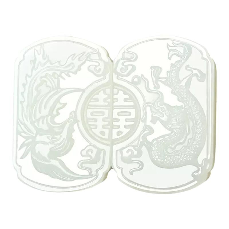 天然和田玉龙凤呈祥一对玉佩吊坠