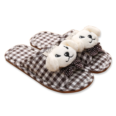 韩版情侣室内地板软底棉布拖鞋夏