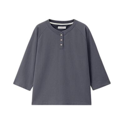 佐丹奴七分袖插肩袖常规亨利领