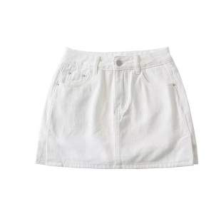 BERAN 欧美风性感百搭高腰洗水做旧侧开叉牛仔短裙半身裙带安全裤