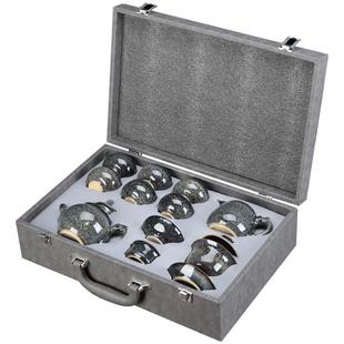 陶明堂窑变功夫茶具套装建盏家用陶瓷泡茶壶盖碗中式商务礼盒送人