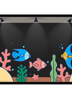 卡通海洋世界热带鱼静电玻璃贴画