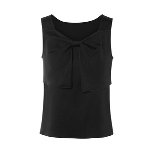 朗姿LIME莱茵方领捏褶蝴蝶结吊带加宽肩带无袖剪裁优雅风26春新款