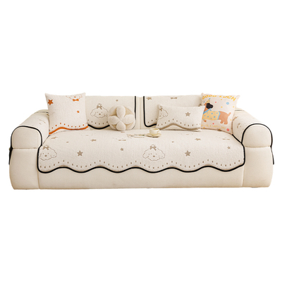 卡通小狗加厚半边绒沙发坐垫