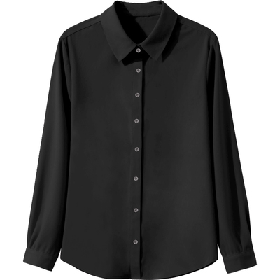 黑色百搭风打底洋气长袖衬衫高级