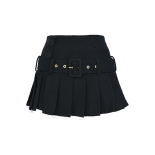 【关晓彤同款】lefame拉飞姆小香风花边粗花呢撞色钉珠A型半裙