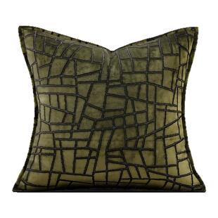 柏洛斯Playful charm〖瑾黎〗现代轻奢绿抽象几何割绒抱枕大靠垫