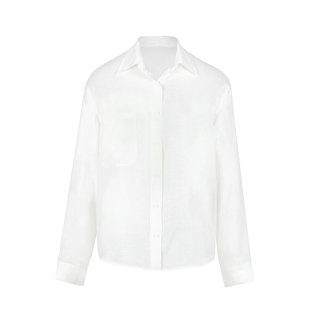 ITSNIKAR人棉褶皱肌理垂感长袖白衬衫女早秋法式复古防晒开衫上衣