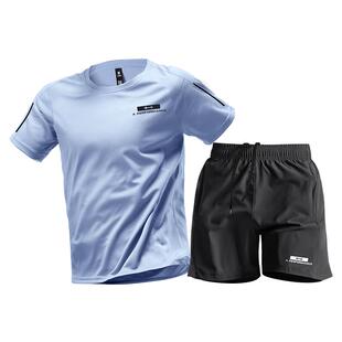 运动套装男士跑步速干衣短袖短裤健身房训练篮球服夏季冰丝休闲服