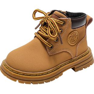 GINUORAT奇诺鼠儿童马丁靴男童短靴宝宝鞋子女童靴子春秋大黄靴