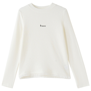 女大童修身蕾丝拼接打底衫2026春装新款初中生甜美风小版短款T恤