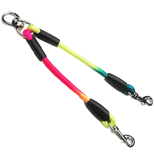 双狗链一拖二两只狗一拖二牵引绳头泰迪双头遛狗绳小型大型犬用品