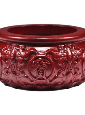 木雕聚宝盆店铺开业乔迁装饰摆件