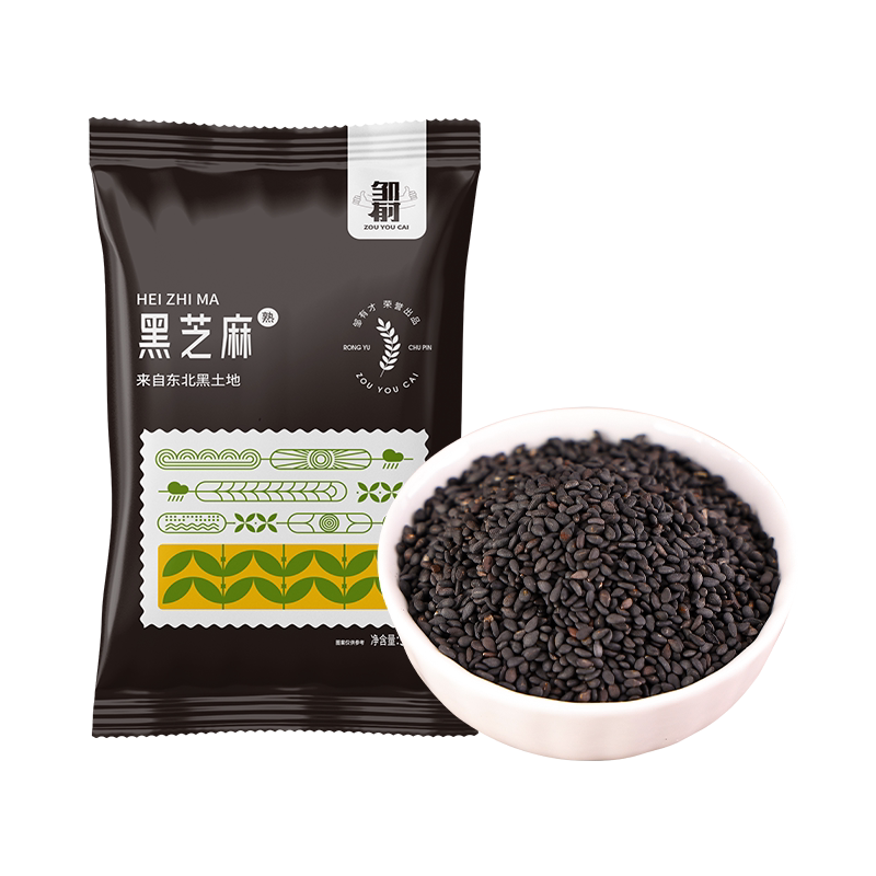 农家一级笨炒熟黑芝麻500g即食