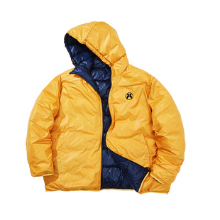 核爆炸冬季潮流撞色蓝黄两面穿双面保暖棉衣男女街头休闲连帽棉服