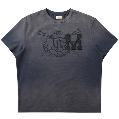 VTG系列 240克日晒水洗蓝狩猎植绒贴布绣短袖T恤 MBBCAR窄幅