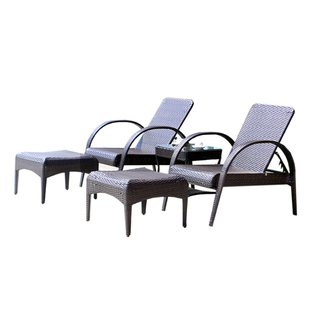 户外躺床阳台休闲躺椅藤编午睡单人折叠庭院泳池沙滩室外茶几组合