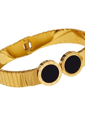 罗马数字钛钢手镯镀18K金不掉色