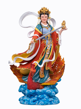 台湾铜彩九天玄女神像战神九天玄女娘娘家用供奉九天玄母中式摆件