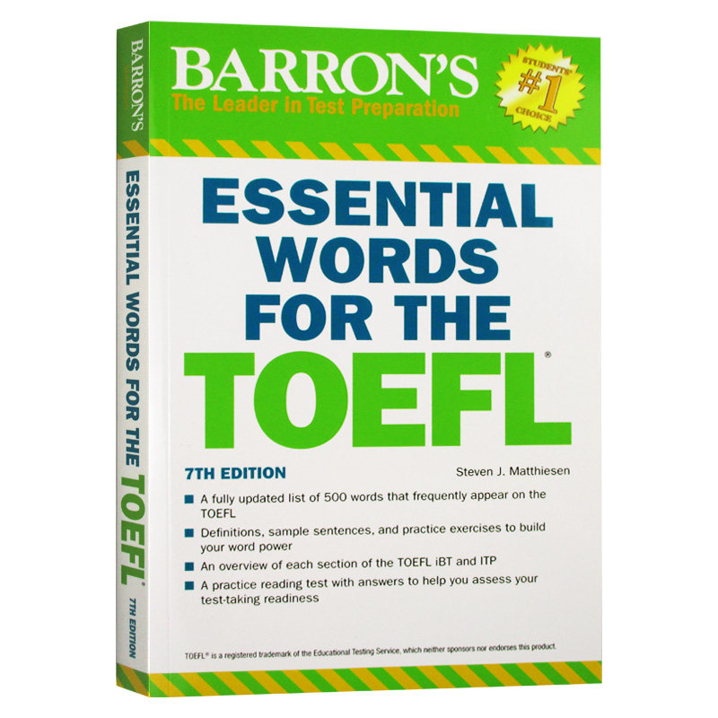 巴朗托福基础词汇 英文原版 Essential Words for the TOEFL 第7版 修订版 托福备考资料教材 词典字典 进口英语工具书字典辞典