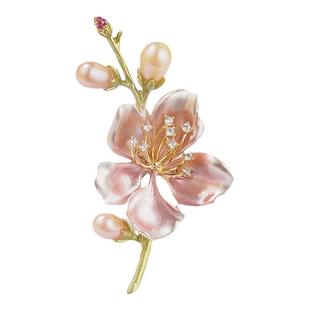 淡水珍珠玉兰花胸针女高端精致时尚胸花别针轻奢高级大衣胸口配饰
