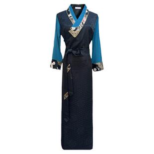 新款藏族服装女康巴藏袍拼色西藏服民族风锅庄裙花边藏式博拉藏服