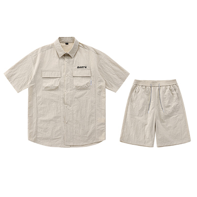 辛普森一家短袖衬衫套装2026夏新款高级感情侣短袖基础款印花纯色