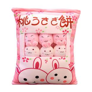 一大袋零食抱枕小兔子公仔零食包靠垫少女心玩偶恐龙企鹅樱花女孩